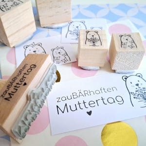 Stempel Muttertag Bär Blumenstrauß Schmetterling