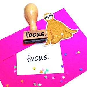 Stempel focus, Gute Laune Stempel, Stempel Freundschaft, positiver Spruch Stempel, Holzstempel Text, Stempel Bullet Journal