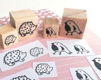 Stamp hedgehog, robin, animal