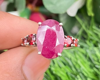 Oval Ruby Ring: 925 Sterling Silver, Handmade Gemstone Ring