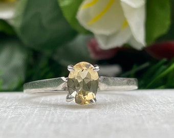 Oval Citrine Ring: 925 Sterling Silver, Handmade Statement Jewelry