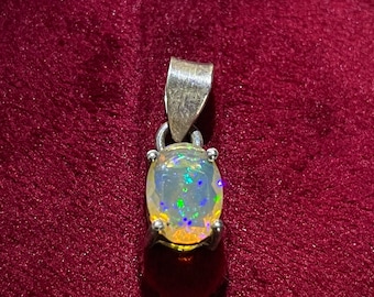 Ethiopian Opal 925 Sterling Silver Pendant - Handmade Charm