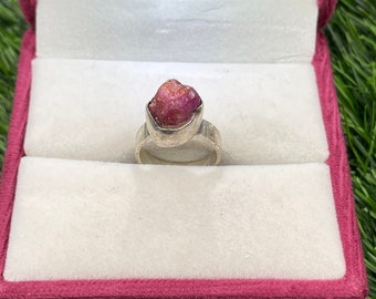 Roher Rubin Sterlingsilber Ring: Juni Birthstone Schmuck