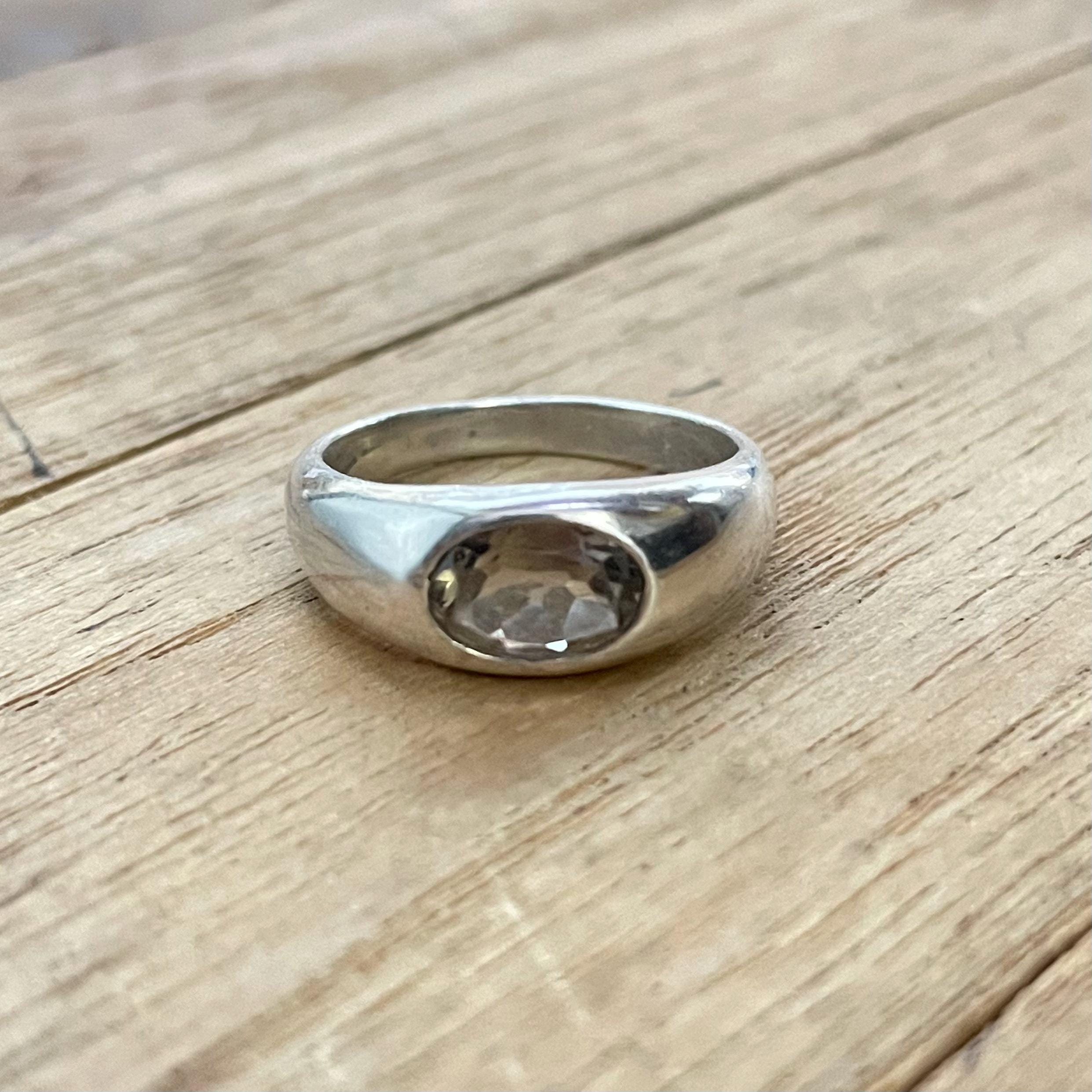 Anello in quarzo fumé: argento sterling 925 fatto a mano