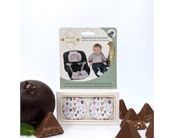 Mother's Day gift, Baby girl boy, baby shower gift, hearts, birthday, toddler, All You Need Is Love Magnetic Car Seat Strap Holders