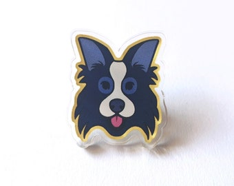 Border Collie Dog Pin - Acrylic Lapel Pin Badge - Dog Lover Gift - Cute Cartoon Sheepdog Accessory