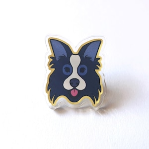 Border Collie Hund Pin - Acryl Anstecknadel Abzeichen - Hunde-Liebhaber-Geschenk - niedliches Karikatur-Schäferhund-Accessoire