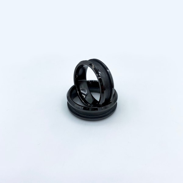 Schwarze Keramik Ring Rohling für Inlay, 8mm breiter Ring mit 4mm breiter Rinne, Ringrohling, Ringrohling, Inlay Ringkern für Ringherstellung