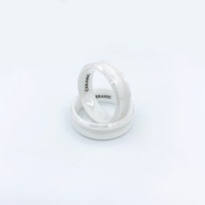 White Ceramic Ring blank for inlay, 8mm wide ring with 4mm wide channel, Ring making supplies, Inlay ring core for ring making,