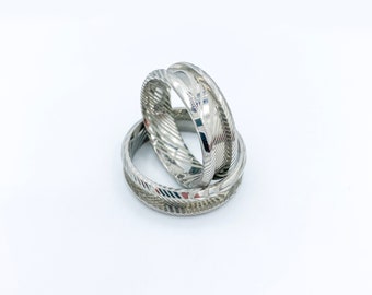 Damascus Steel Ring Blank: 8mm Wide Inlay Ring Core