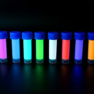 Glow Powder 8 Pack, Ring Making Supplies, Glow in the Dark Pigment Powder, Glow Powder for Inlay, UV Glow Powder, Glow Ring, Resin Ring