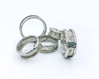 Anillos en blanco de Damasco, paquete de 10 unidades, núcleos para incrustaciones, anillos con incrustaciones, Patrick Adair, fabricación de anillos, anillos DIY, suministros para anillos