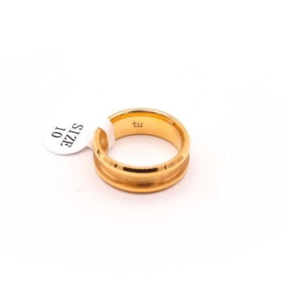 Gold-plated Tungsten Ring Blank for Inlay, 8mm Wide Ring