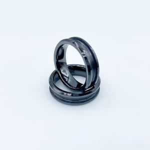 6mm and 4mm Black Ceramic Ring blank for inlay, 6mm wide ring, womens black ceramic ring blank, Ring making supplies, Inlay ring core