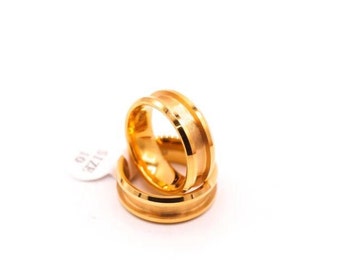 Gold-Plated Tungsten Ring Blank: 8mm Wide Inlay Core