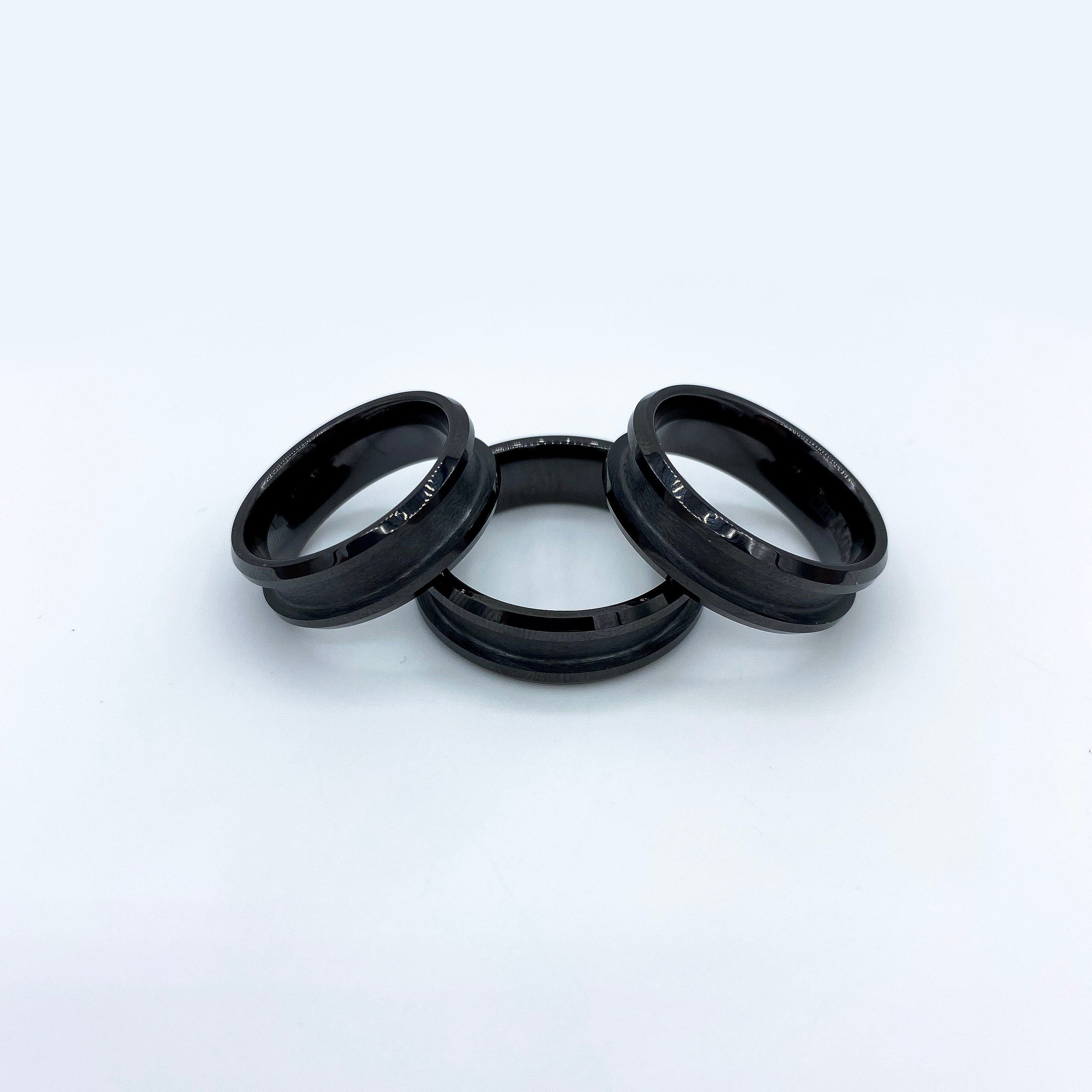 Black Ceramic Ring blank for inlay 8mm wide ring with 4mm Etsy
