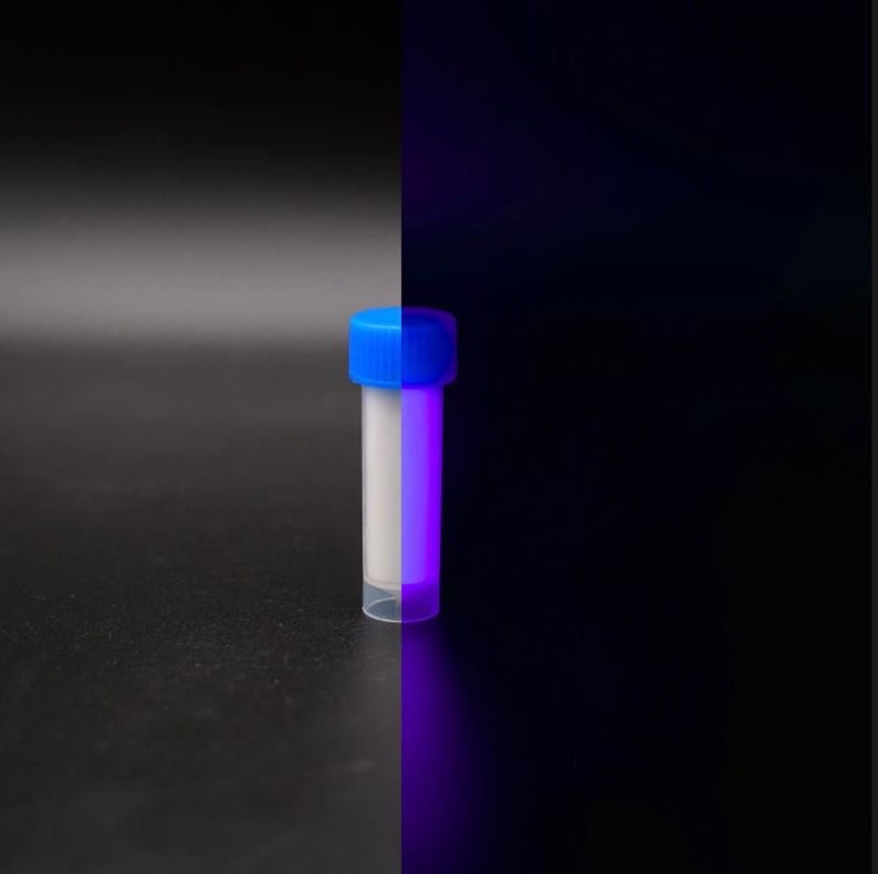 Purple glow powder, white during the daytime