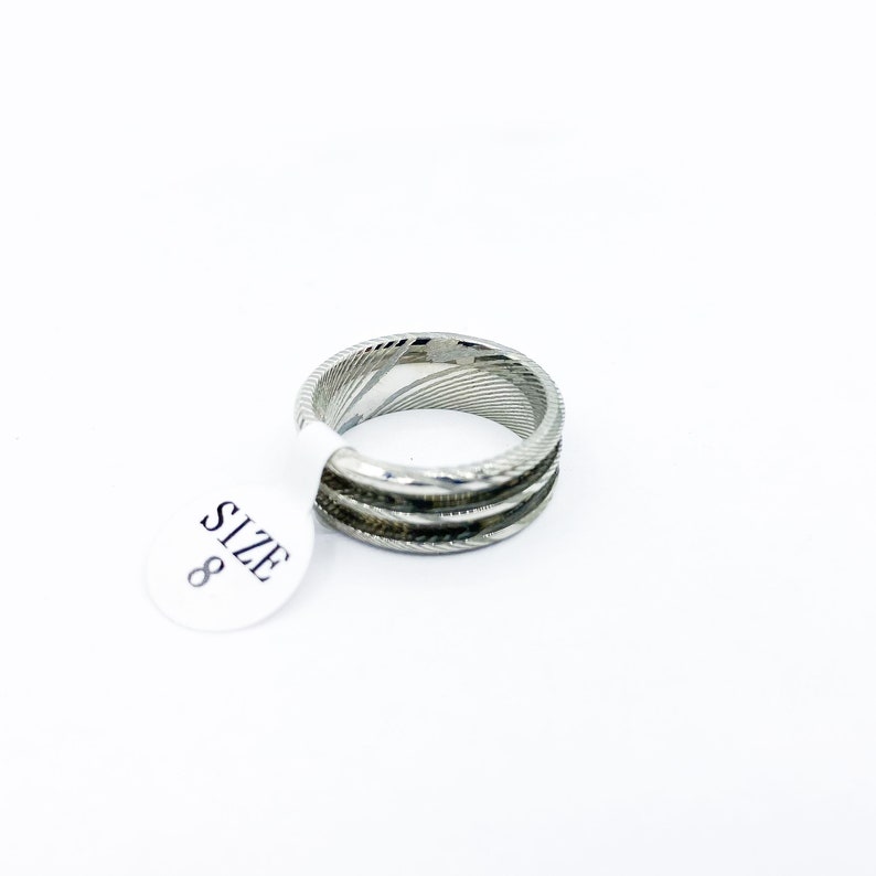 Damascus Steel double-channel ring blank