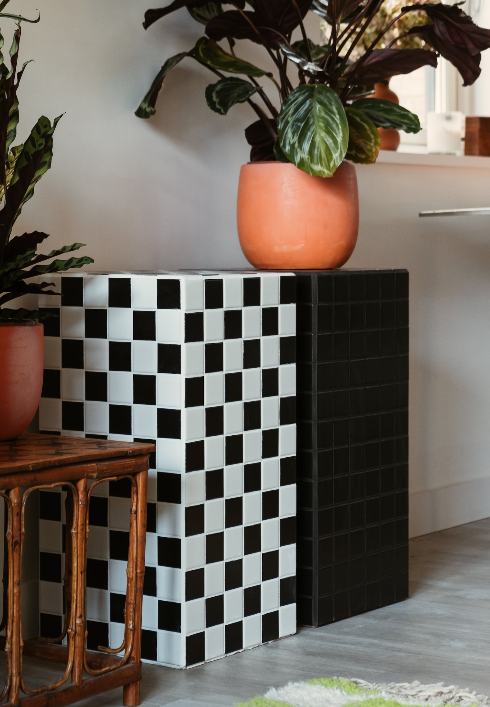 Mosaic Tile Cube Side Table Plant Stand Bedside Table Etsy