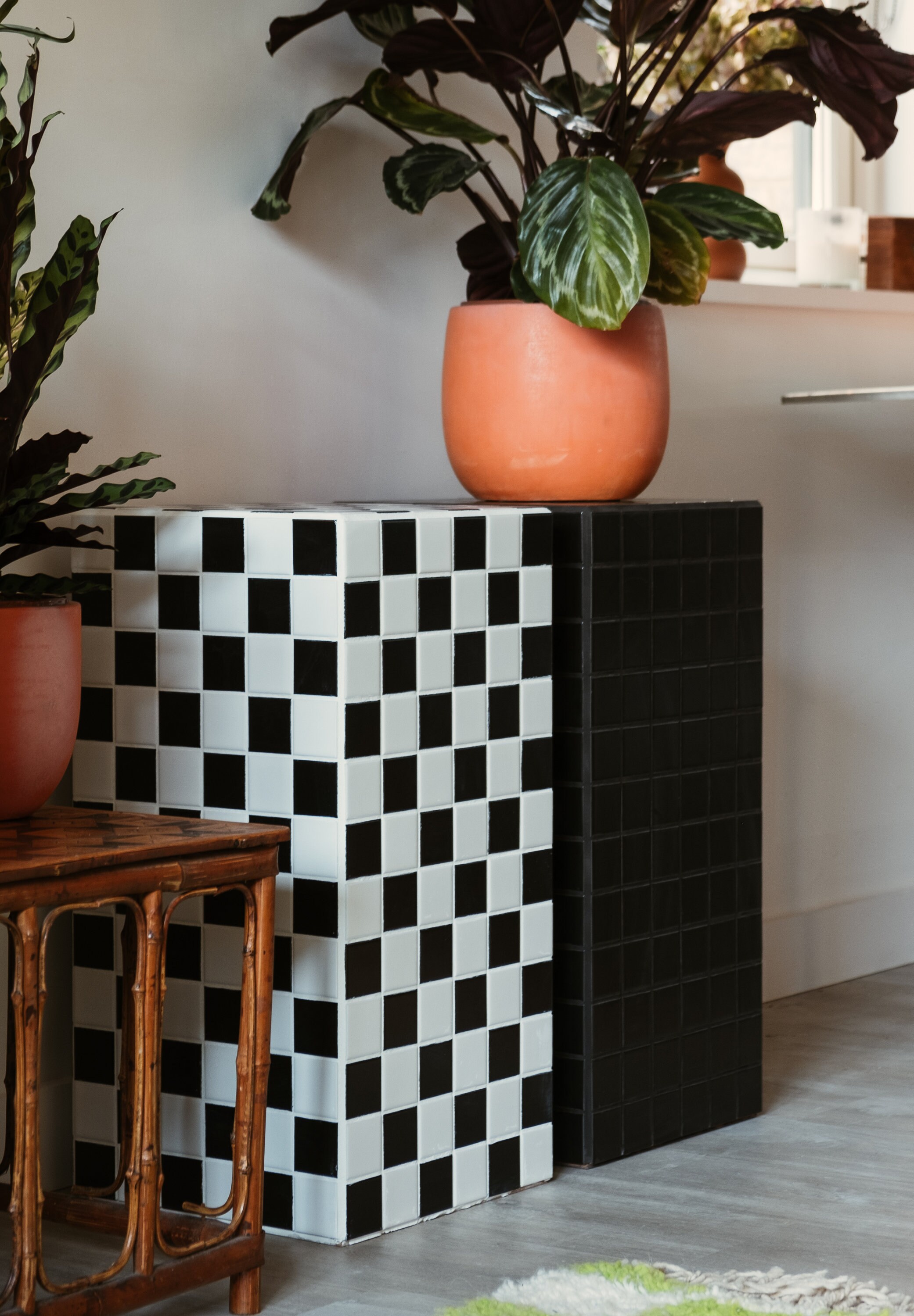 Mosaic Tile Cube Side Table Plant Stand Bedside Table Etsy UK