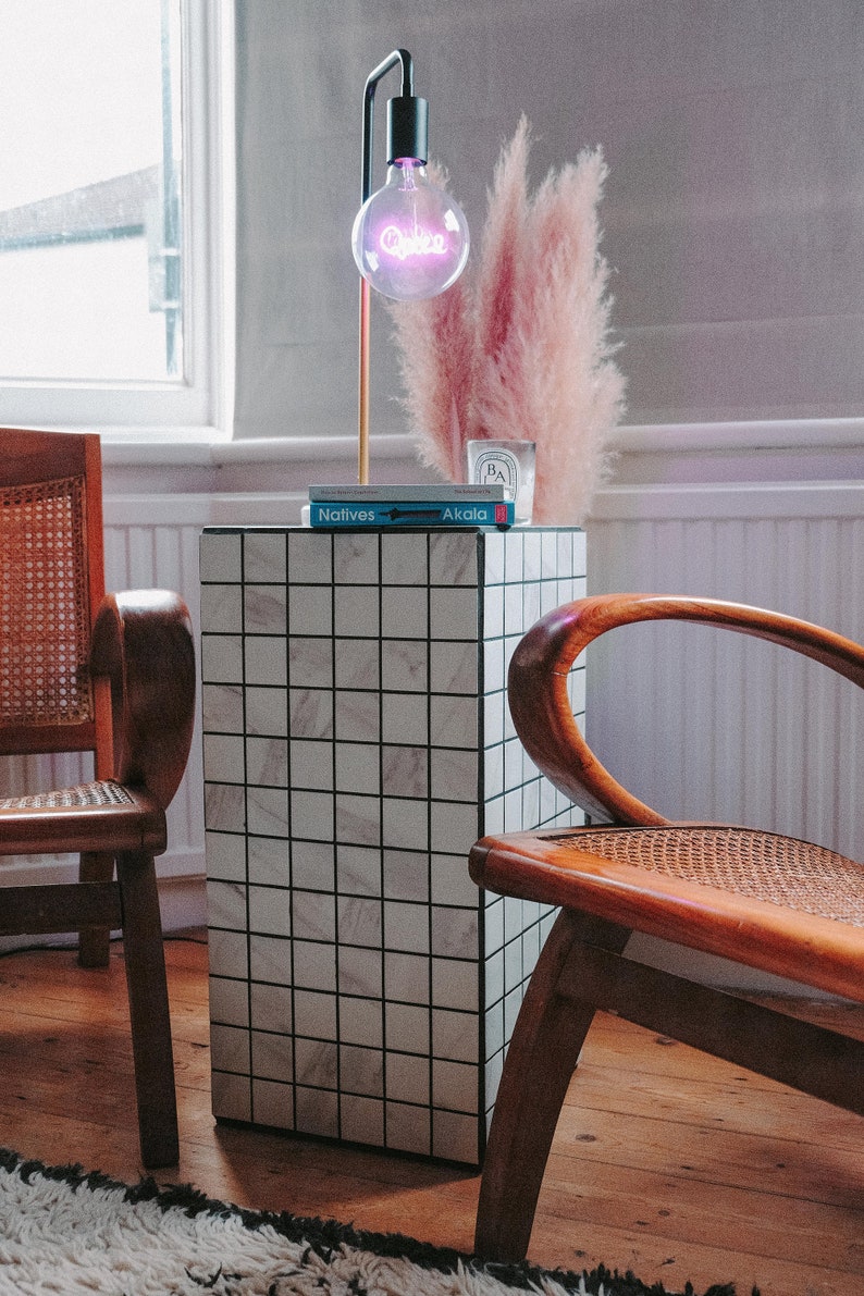 Mosaic Tile Cube Side Table Plant Stand Bedside Table Etsy UK