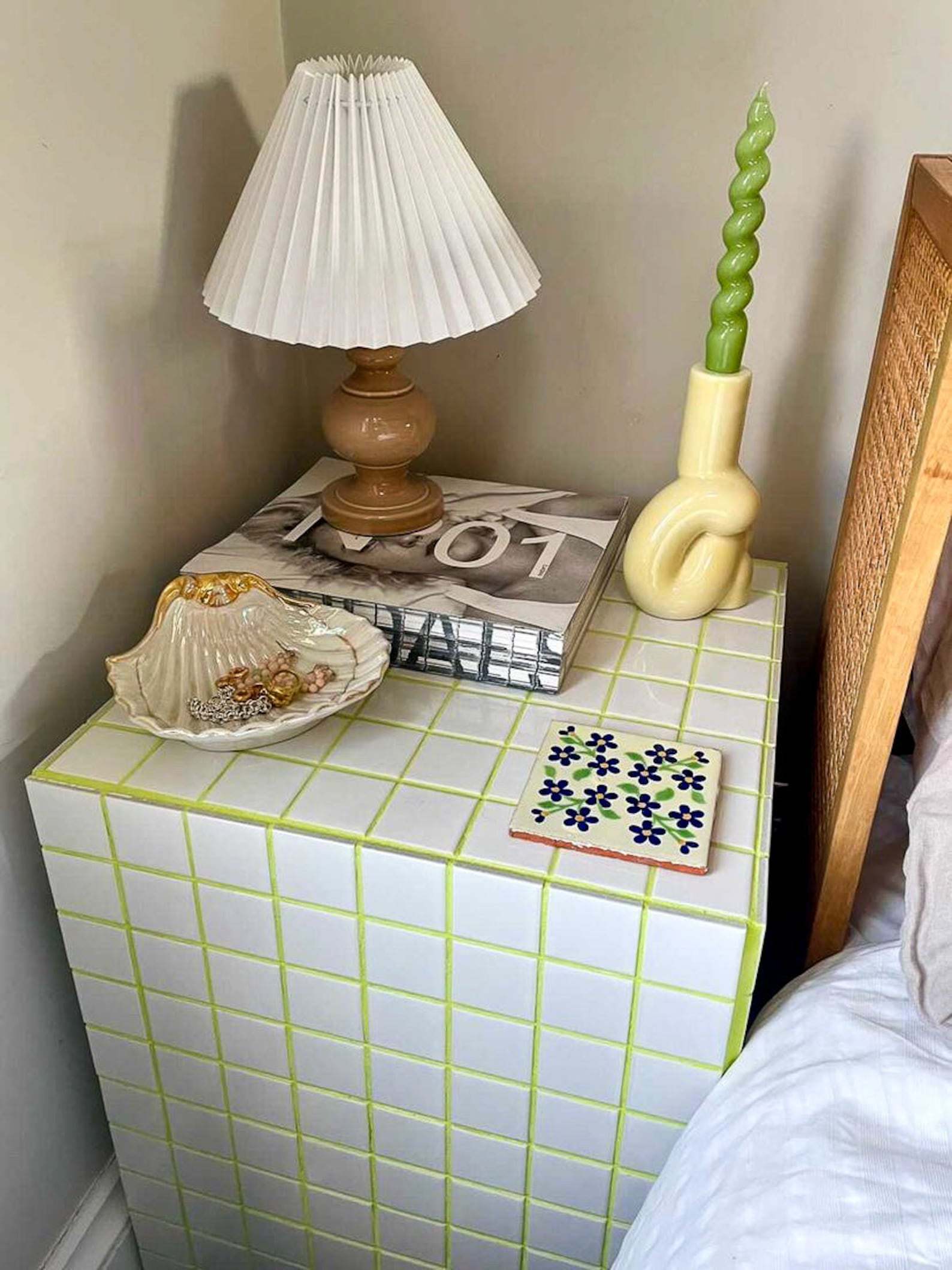 Mosaic Tile Cube Side Table Plant Stand Bedside Table Etsy