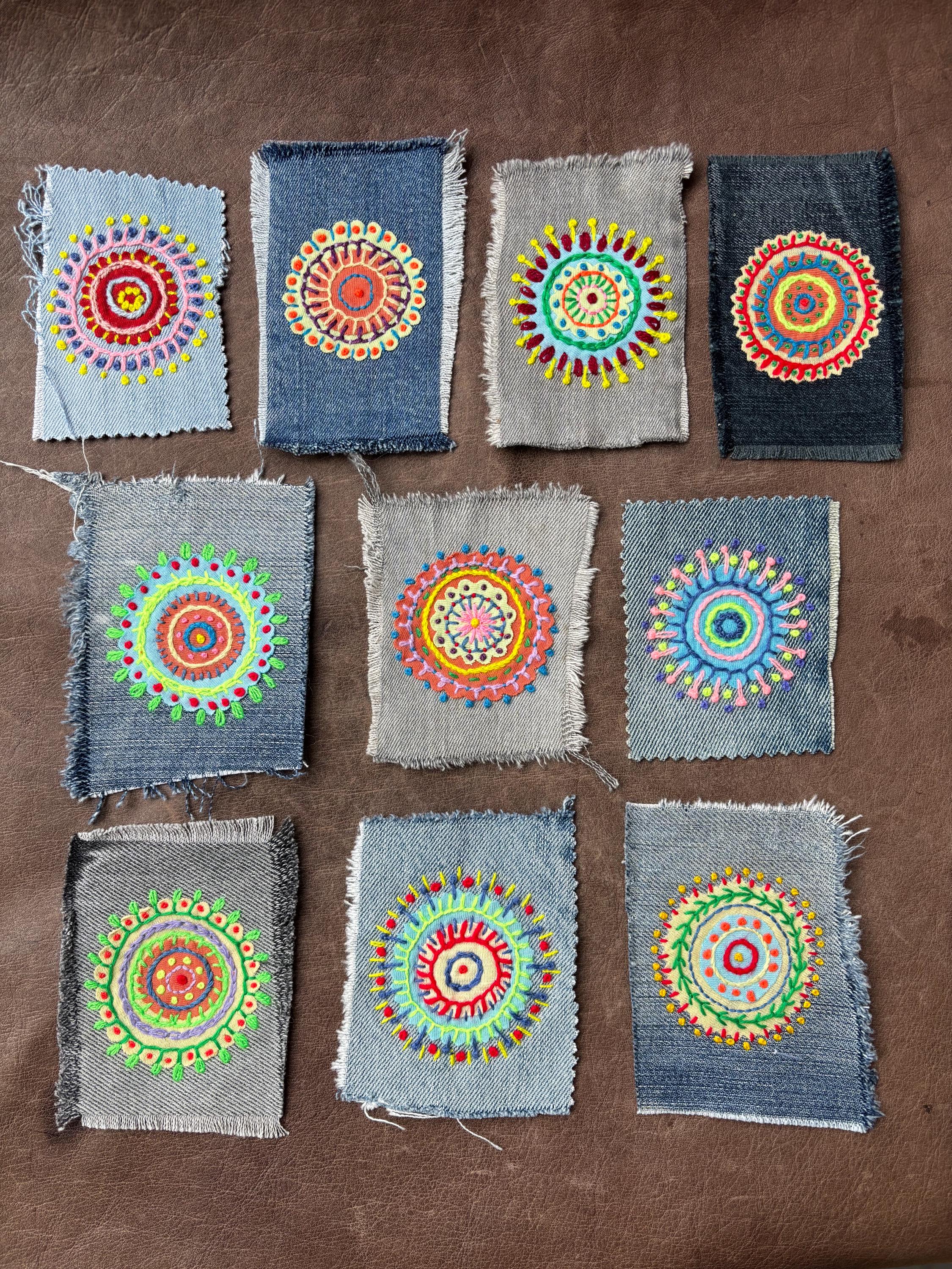 Hand Embroidered Mandala Iron-on Denim Patch for Visible Mending: Boho ...