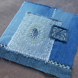 Boro Denim Sew-On Patch: Sashiko Inspired Upcycled Applique