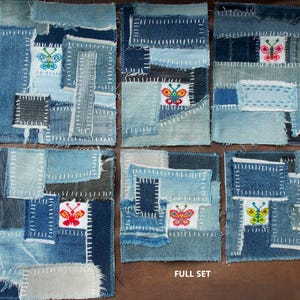 Remendo de jeans com borboleta bordada à mão: conserto de roupas recicladas estilo Boho