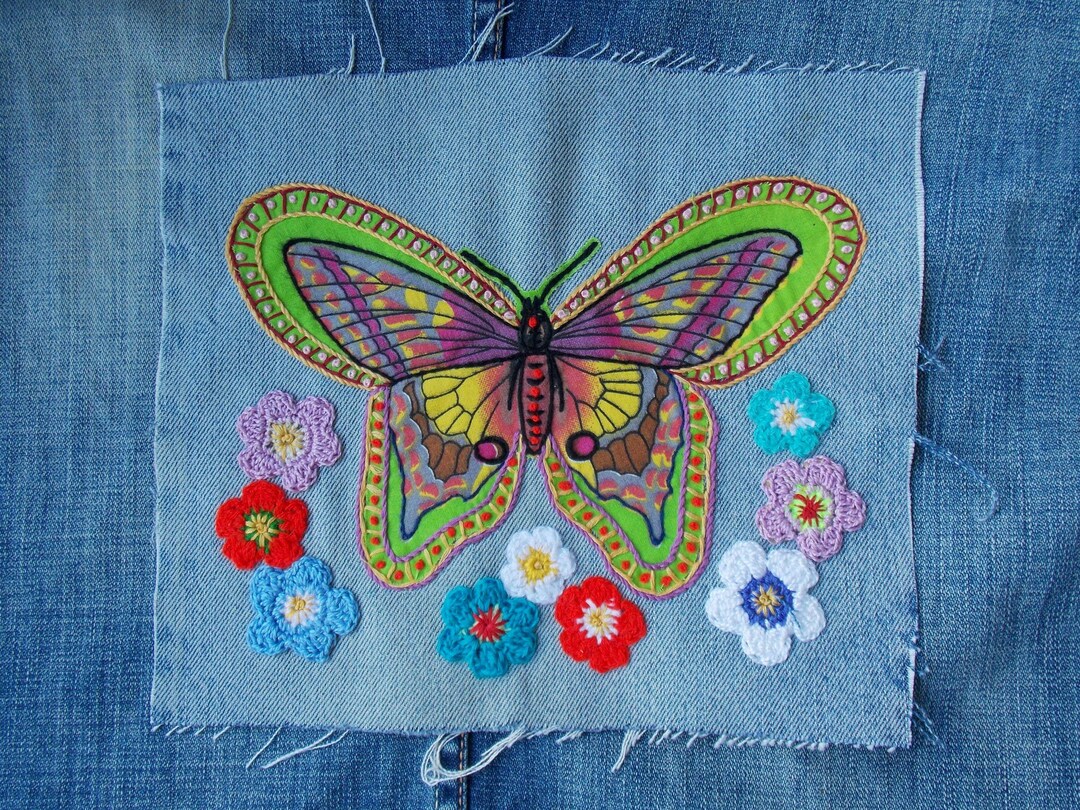 Set Of 3 Blue Butterfly Ron On Sew On Full Embrodered Patch Applqués Badge - Etsy - Foto 11