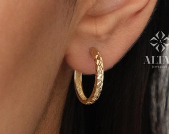 14K Gold Cuff Dome Huggie Earrings, Disco Ball Pattern Hoops, Curved Dome Hoop Earrings, Unisex Adult, Earlobe, Upper Lobe Rings
