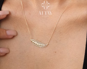 14K Gold Wheat Leaves Necklace, Personalized Wheat Necklace, Layering Chain Necklace, Horizontal Grain Sheaf Choker, Wheat Ears Necklace