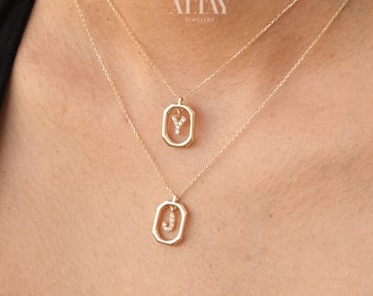 14K Gold Initial Necklace, Gold Letter Necklace, Square Block Letter, Custom Personalized Necklace, Medallion Necklace, Gift For Her Wife