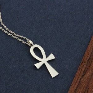 14K Gold  Ankh Necklace, Symbol Of Eternity Life, Cross Religious Sign, Real Minimal Ankh Pendant, Gift For Her Him, Dainty Everyday Jewelry