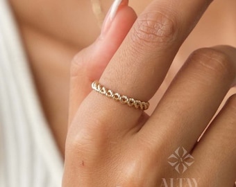 14K Gold Twist Ring, Croissant Braided 3mm Ring, Gold Rope Statement Ring, Twisted Diamond Cut Line Ring, Fine Jewelry, Gift For Her
