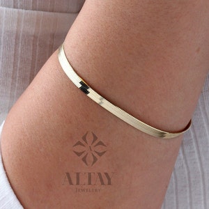 14K Gold Herringbone Bracelet, Gold Herringbone Chain, Flat Gold Chain Bracelet, Simple Gold Chain Bracelet, Herringbone Anklet Gift