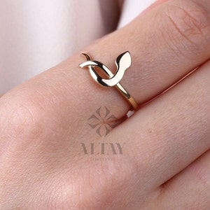 14K Gold Snake Ring, Snake Band, Open Serpent Jewelry, Dainty Stacking Animal Rings, Snake Style Ring, Minimalist Animal Statement Wrap Ring