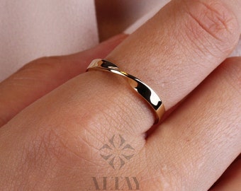 14K Gold Mobius Ring, Single Twist Ring, Plain Gold Ring, Dainty Wedding Ring, Simple Delicate Stack Twist Ring, Thin Twist Wedding Band