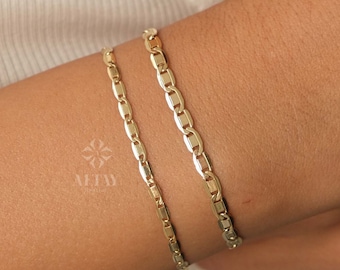 14K Gold Velentino Chain Bracelet, 2.5mm 4mm Figaro Mariner Chain, Light Tone Unisex Chain, Figaro Anklet, Layering Chain, Gift For Her Him