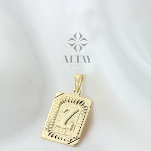 14K Solid Gold Initial Pendant