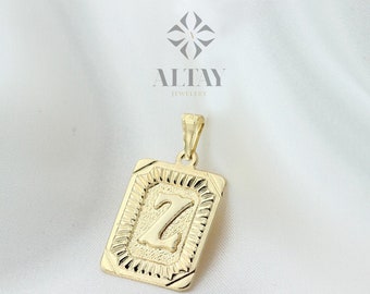 14K Solid Gold Initial Pendant