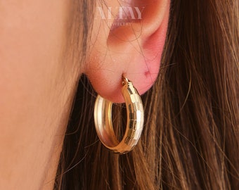 14K Gold Cuff Dome Huggie Earrings, Disco Ball Pattern Hoops, Curved Dome Hoop Earrings, Unisex Adult, Earlobe, Upper Lobe Rings