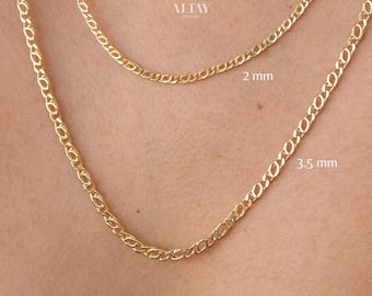 14K Gold Chain Necklace, Rolo Chain Choker, Oval Links Necklace, Chunky Chain Necklace, Cable Chain Necklace, Women Layering Necklace