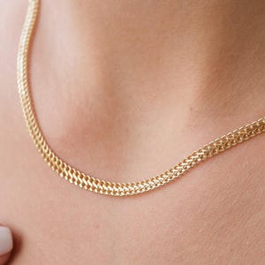 14K Gold Double Curb Chain Necklace, 3.7mm Vienna Chain Choker, Dailywear Jewelry, Armoured Chain, Minimal Fine Charm Jewelry, Gift For Her