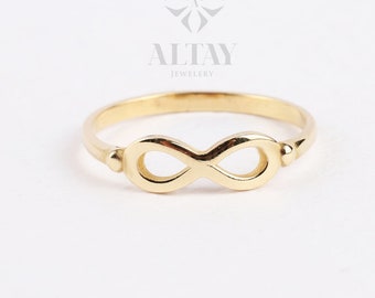 14K Gold Infinity Ring, Wedding Band Ring, Forever Ring, Delicate Love Ring, Stackable Eternity Ring, Dainty Gold Ring, Anniversary Gift