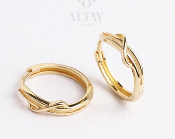 14K Gold Twig Hoop Earrings,  Small Leaf Huggies, Braided Huggie Earrings, Gold Tiny Hoop Earrings, Huggies Hoop, Dainty Hoop Earrings