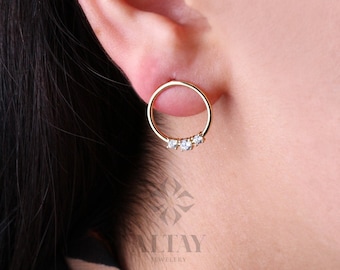 14K Solid Gold Diamond Earrings, 2mm Thick Classic Lightweight Hoops, Clasp Hoops, Stacking, Pair Of Hoops, Valentine's Day Gift For Her