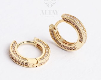 14K Gold Hoop Earrings, CZ Diamond Huggie Earrings, Gold Hoop Earrings, Small Hoops, Huggies, Tiny Hoop Earrings, Tiny Hoops, Gold Gift