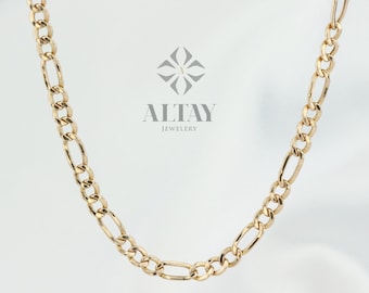 14K Gold Figaro Necklace, 3MM 4MM Figaro Choker, Layering Mariner Gold Chain, Minimal Fashion Necklace,Unisex Modern Chain, Gift For Her Him