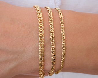 14K Gold Nonna Chain Bracelet, 2mm 3mm 4mm Italian Nonna Link Bracelet, Solid Gold Chain Bracelet, Timeless Everyday Gold Jewelry
